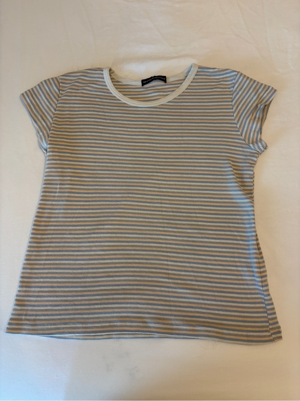 Brandy Melville Light Blue and Cream Striped Crewneck